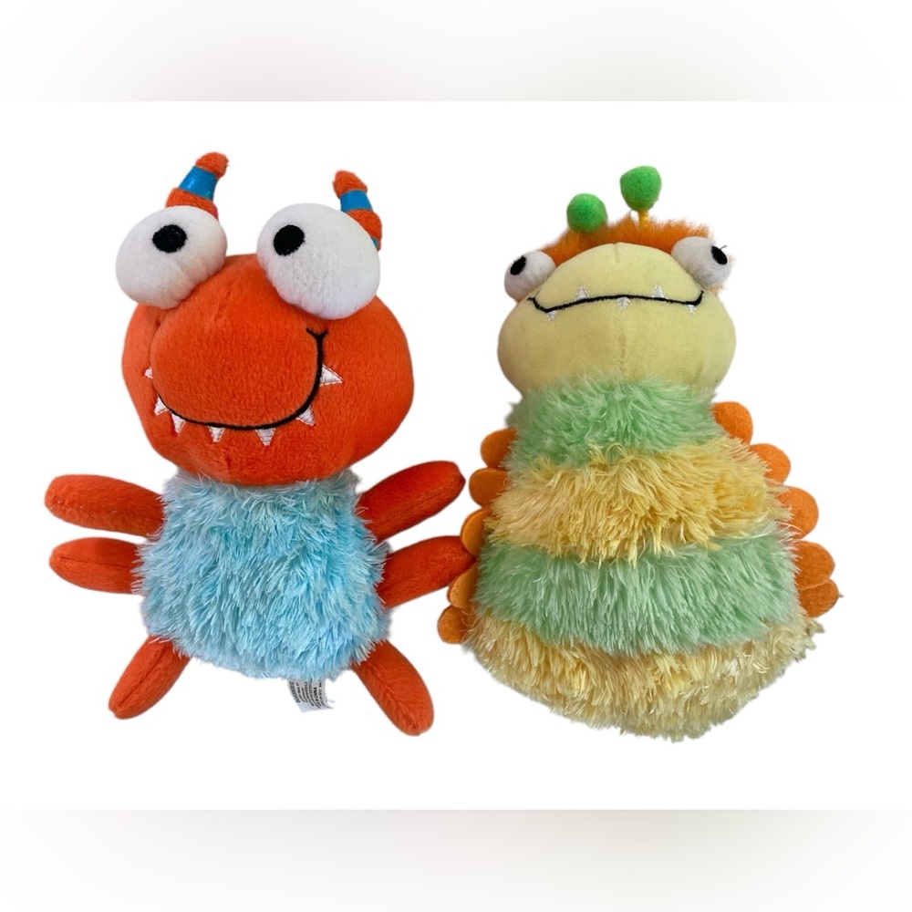 Lot - 2 Galerie 8” Stuffed Animal Plush Insects Bugs Yellow Green Blue Orange